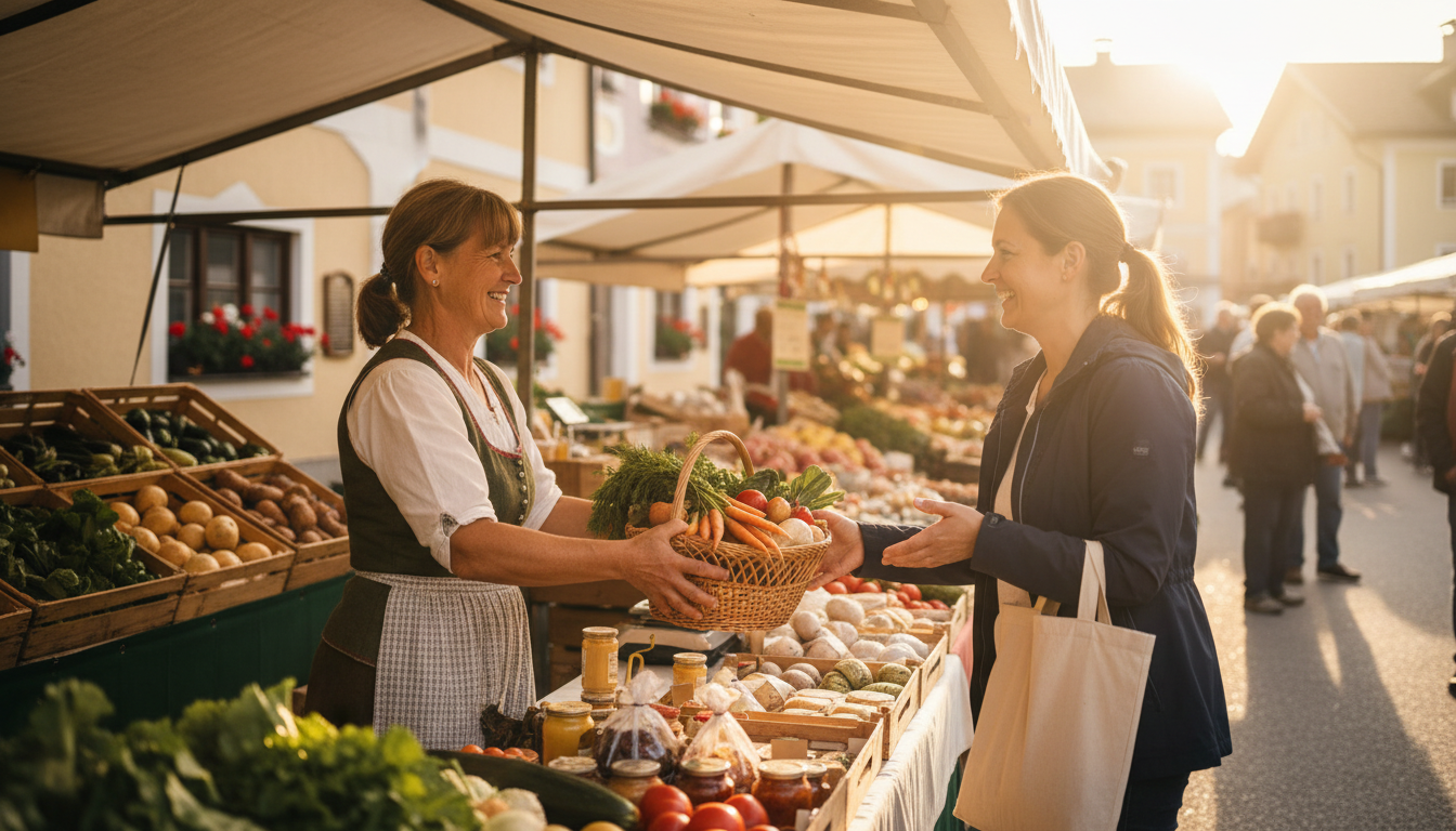 Stammkundin am Bauernmarkt