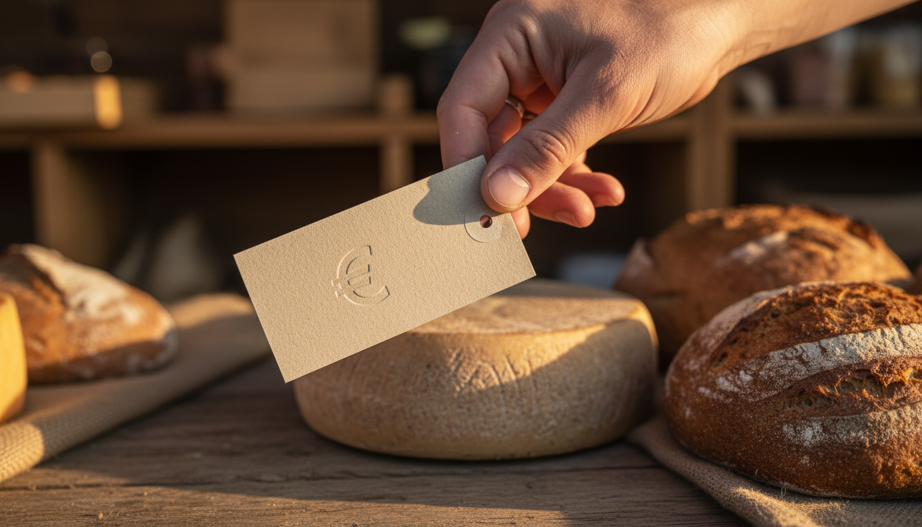 Preisschild auf Bauernmarkt